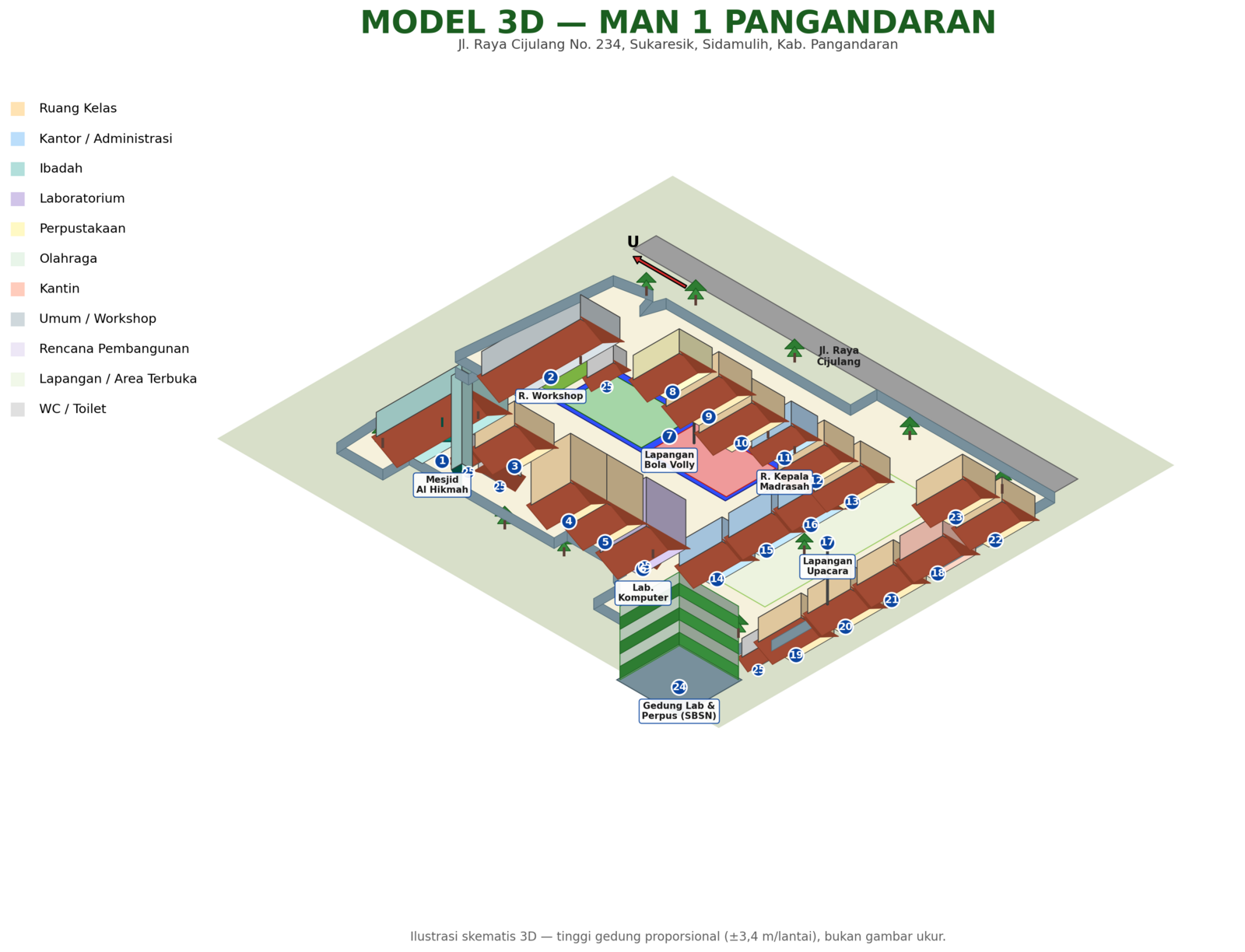 Model 3D Skematis 25 Gedung